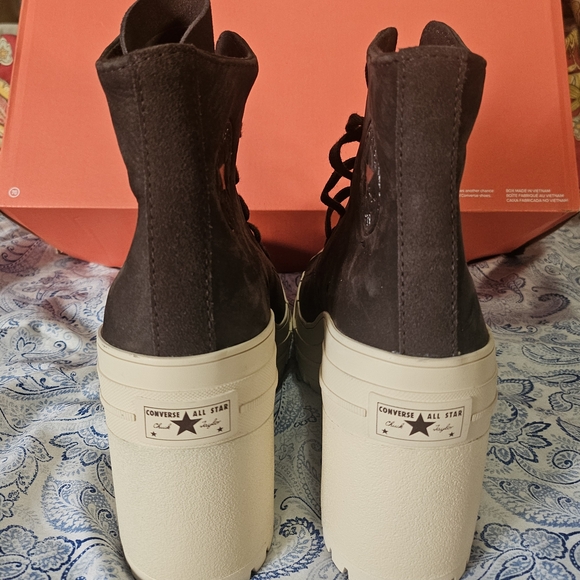 Converse Women's High-Top Platform Sneakers - Dark Brown and Cream - Picture 4 of 9
